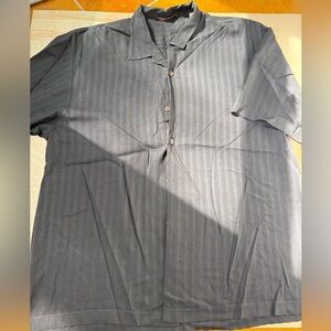Tommy Bahama Men's Black Striped Shirt with Back Details